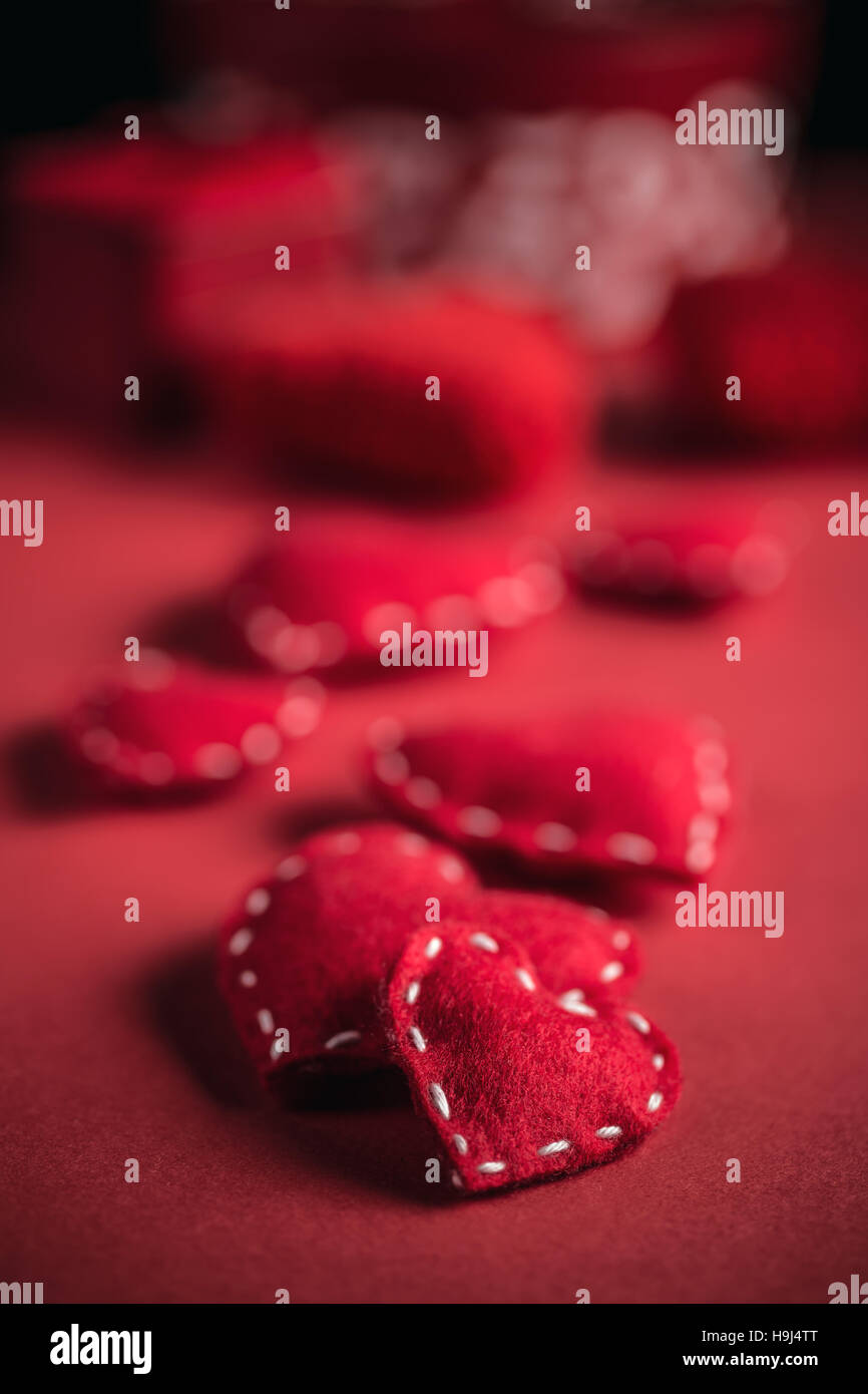 Red felt hearts Stock Photo Alamy