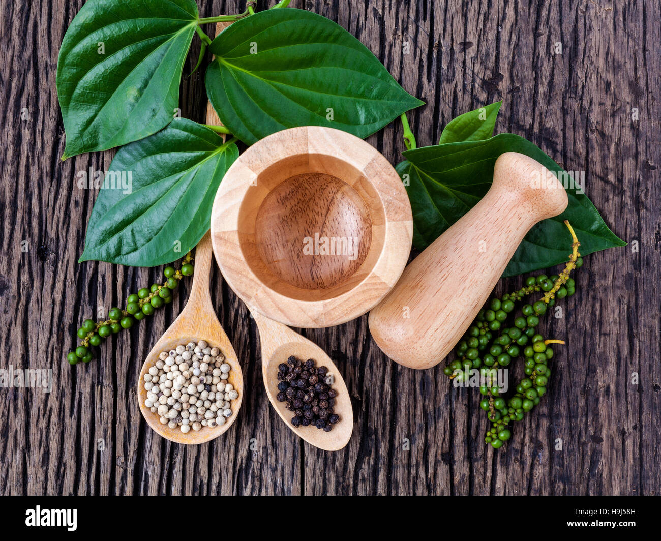 The Kind of pepper white pepper,black pepper and green pepper w Stock ...