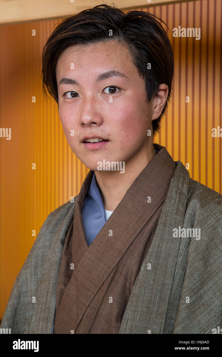 Men’s kimono are traditional wear usually worn only for weddings and coming-of-age ceremonies. Stock Photo