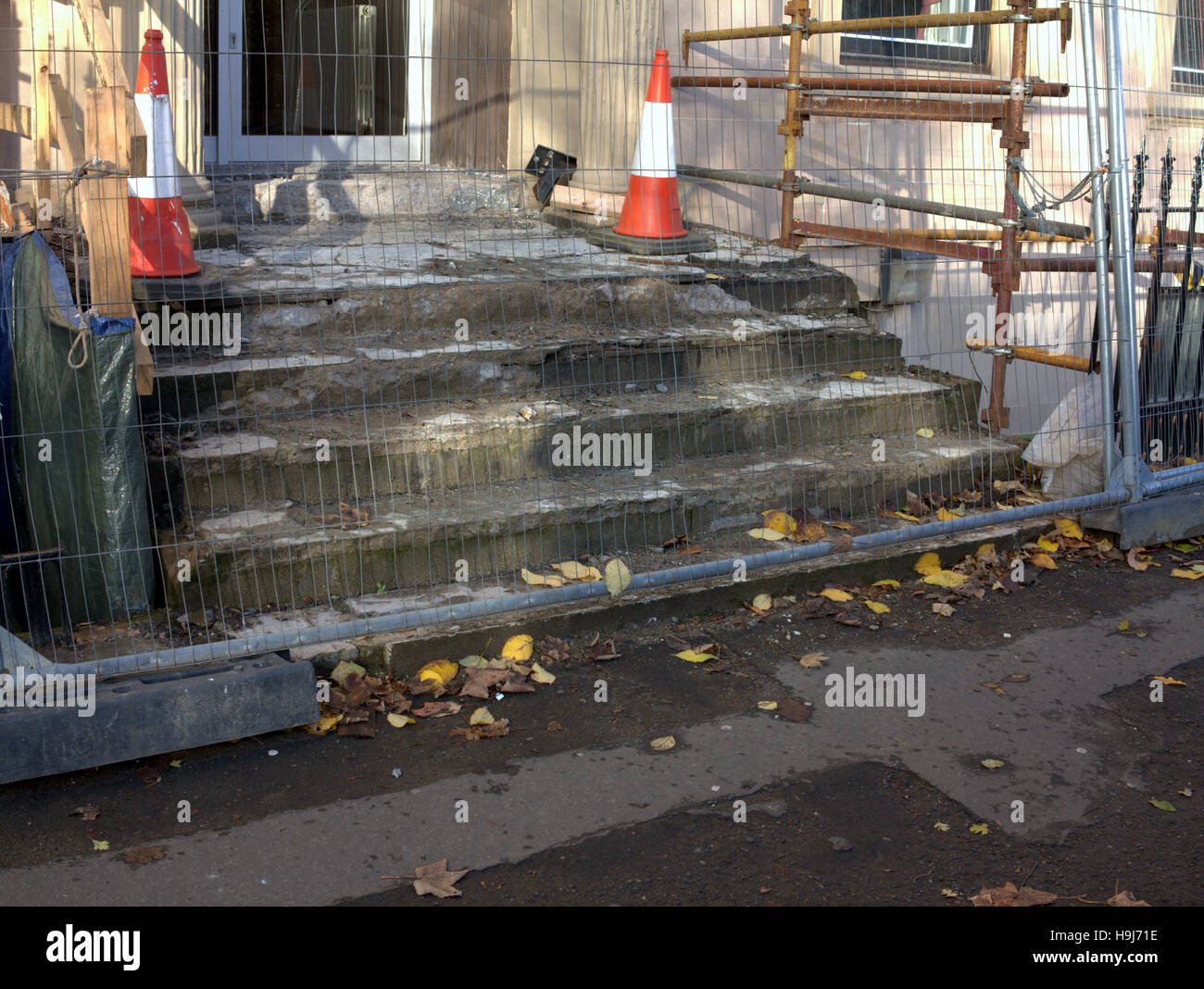 health and safety dangerous stairs damaged broken Stock Photo