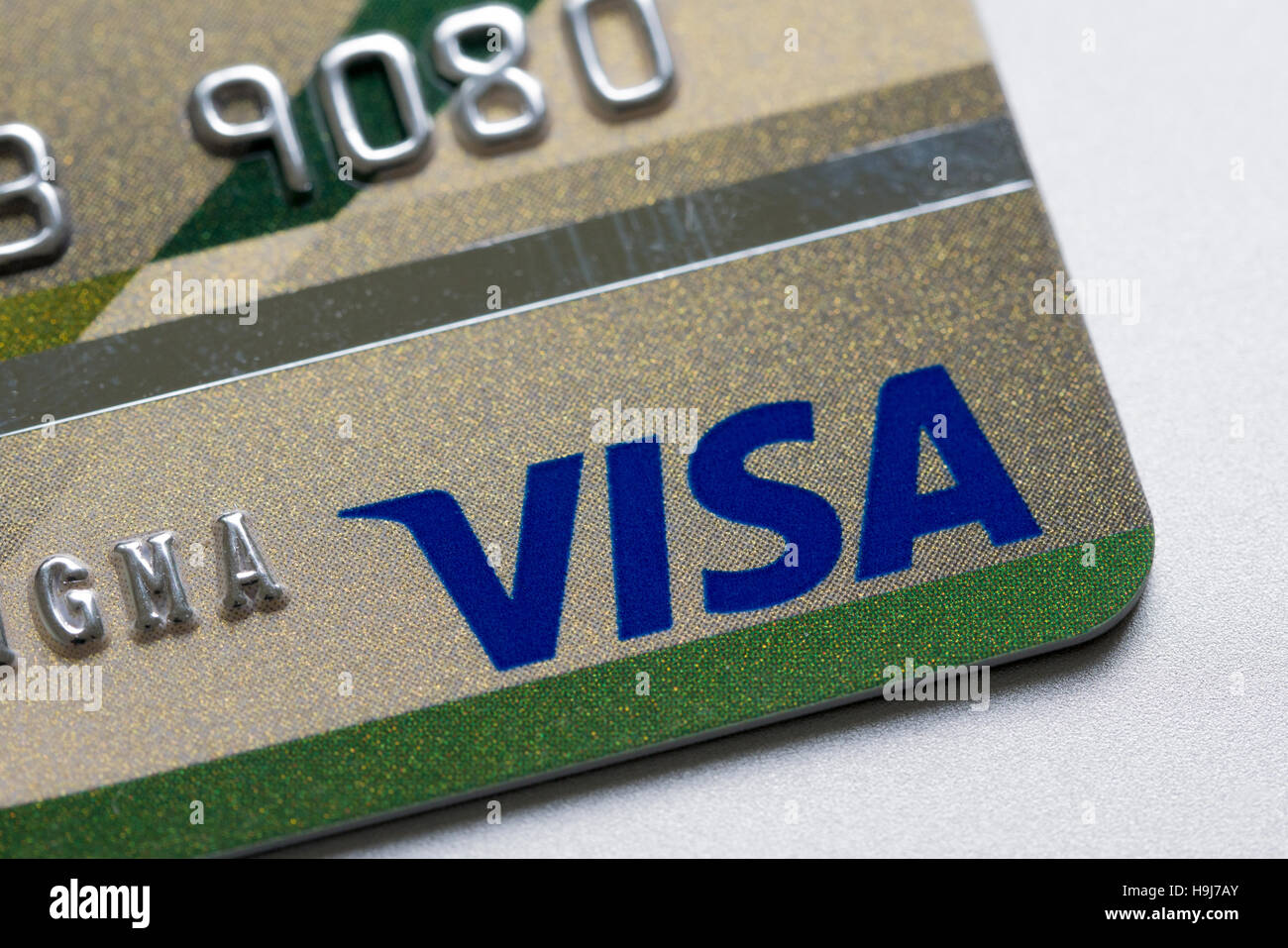 close up of credit cards ,VISA card, Stock Photo