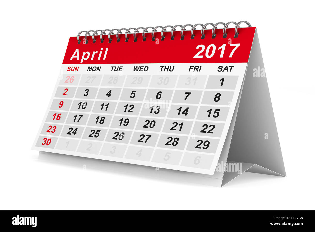 2017 year calendar. April. Isolated 3D image Stock Photo