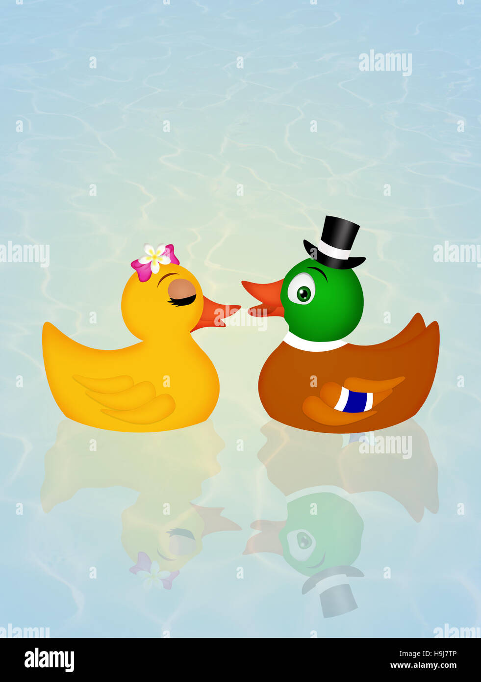 ducks in love Stock Photo