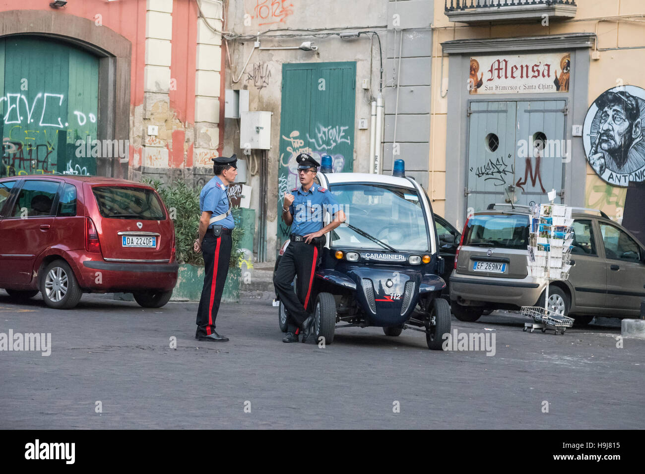 Two Italian carabinieri, Naples,  southern Italy, Europe Stock Photo