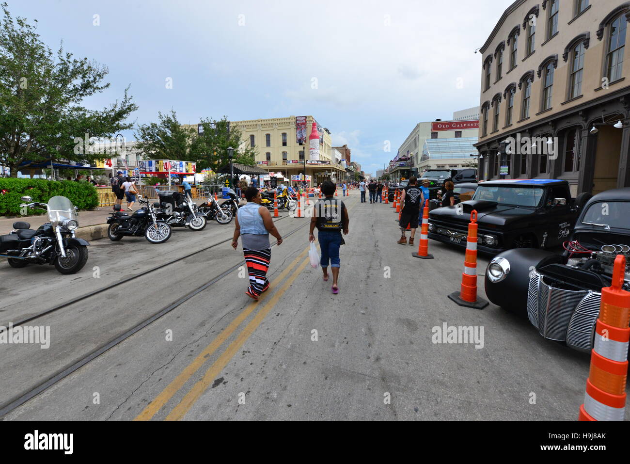 Motorcycle rally at The Strand in Galveston, Texas Stock Photo Alamy