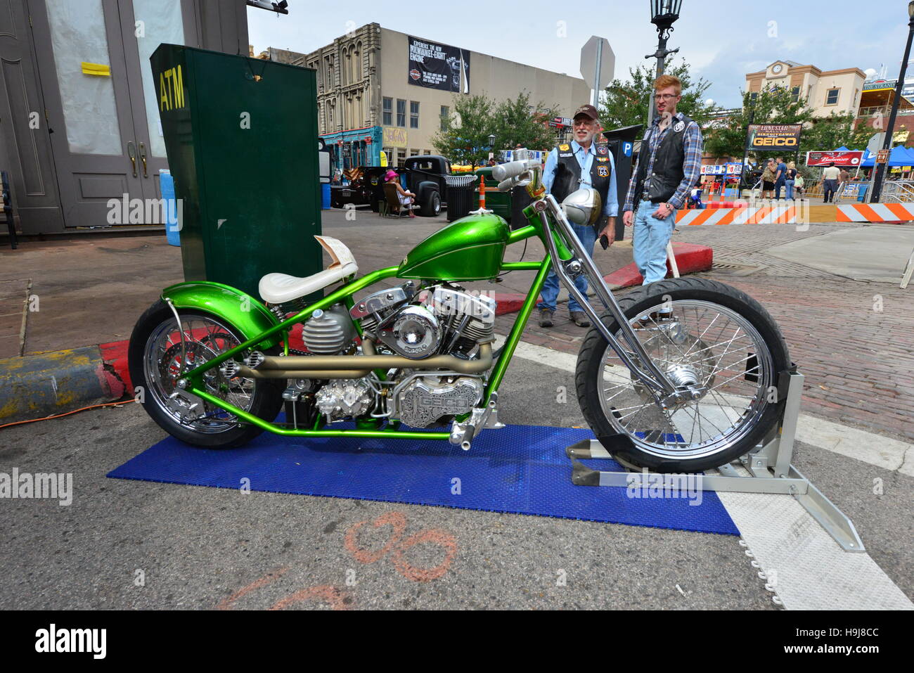 Motorbikes at the Galveston motorcycle show in November 2016 Stock
