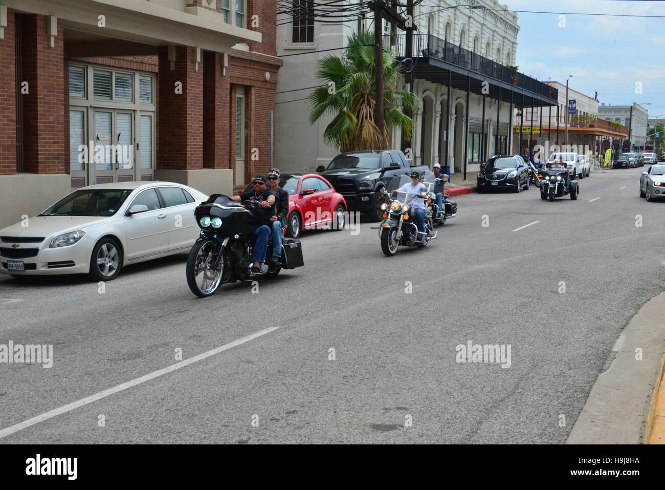 Motorcycle rally at The Strand in Galveston, Texas Stock Photo Alamy