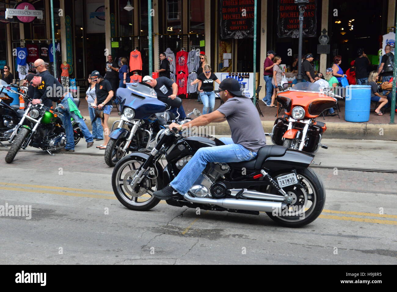 Motorcycle rally at The Strand in Galveston, Texas Stock Photo Alamy