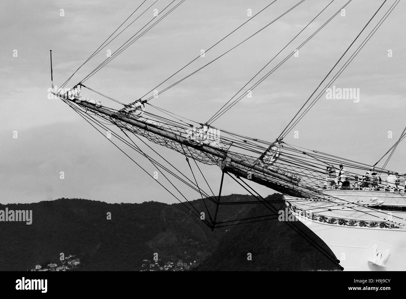 Bowsprit of the Brazilian Navy's three masted cutter Stock Photo