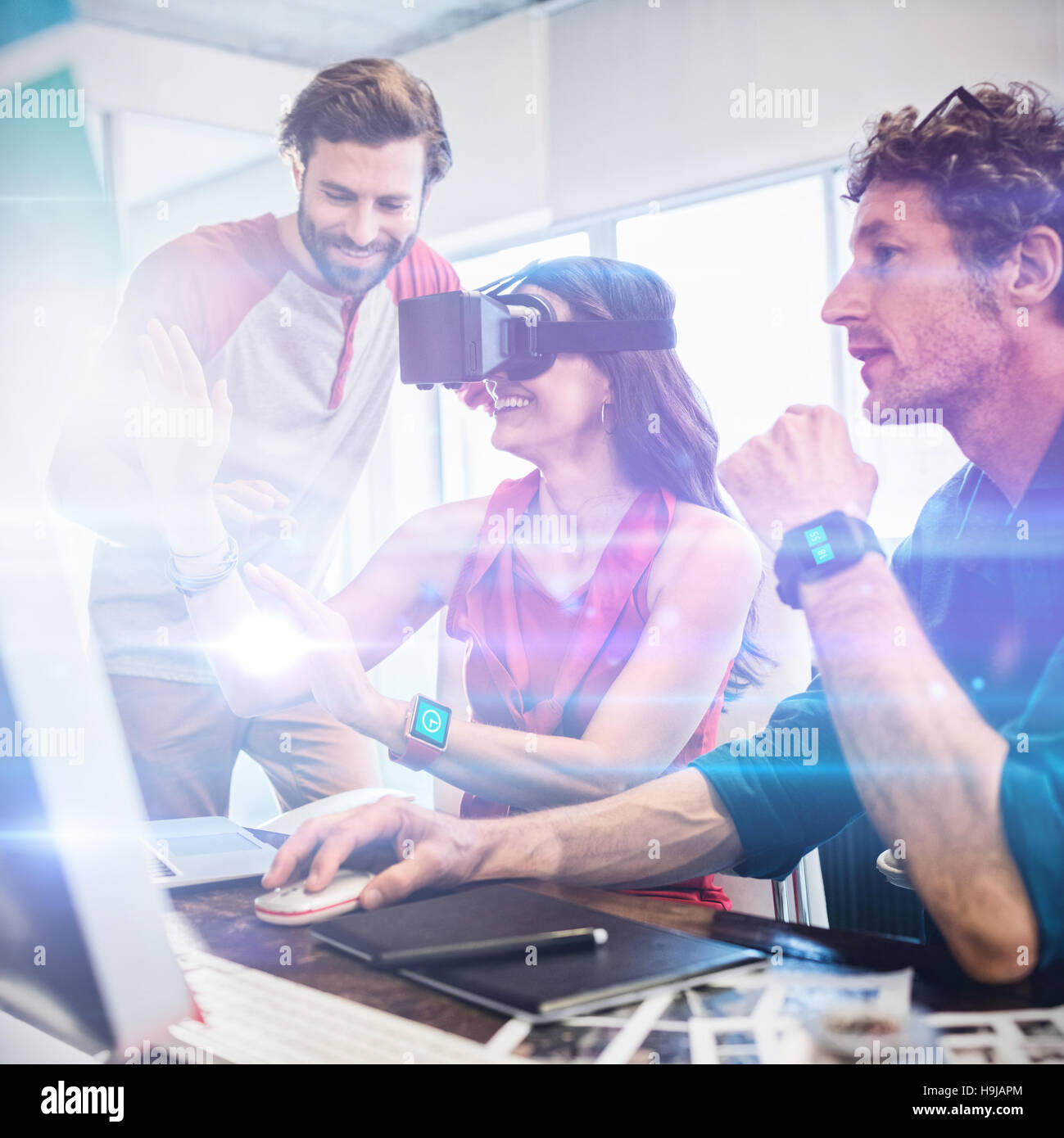 Colleagues using technology Stock Photo