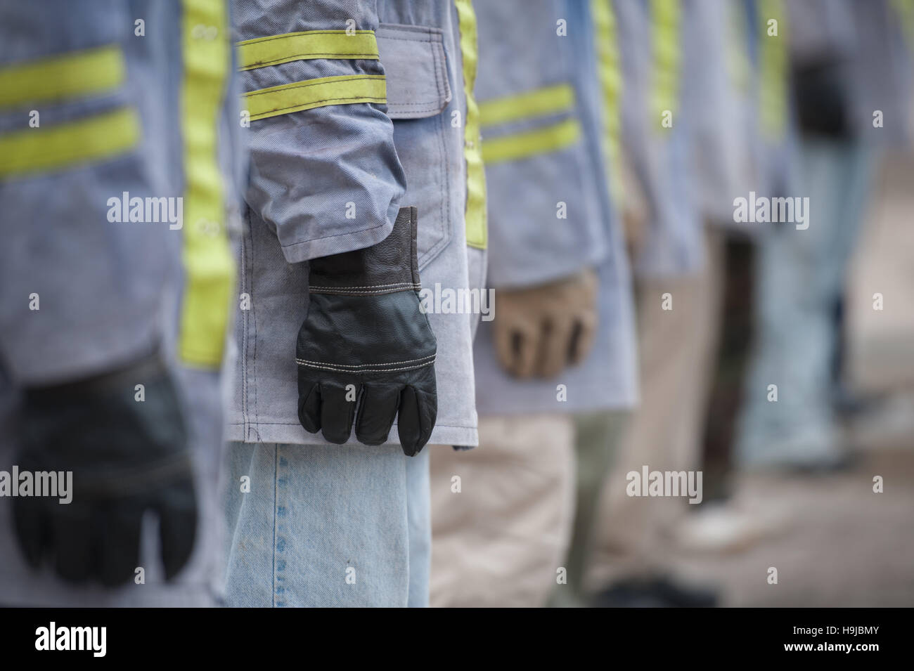 firefighters and gloves Stock Photo