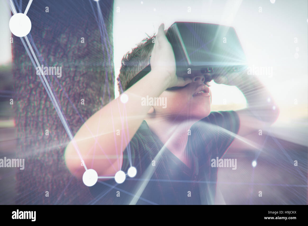 Composite image of futuristic blue background Stock Photo