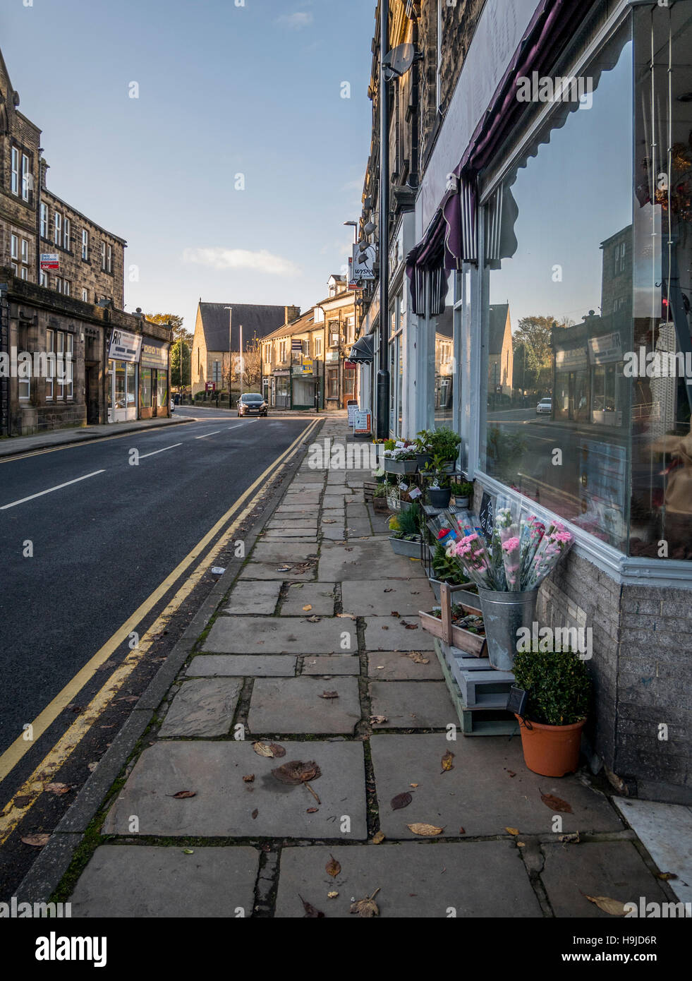 Shops on Oxford Road in Guiseley, Leeds, West Yorkshire, taken in