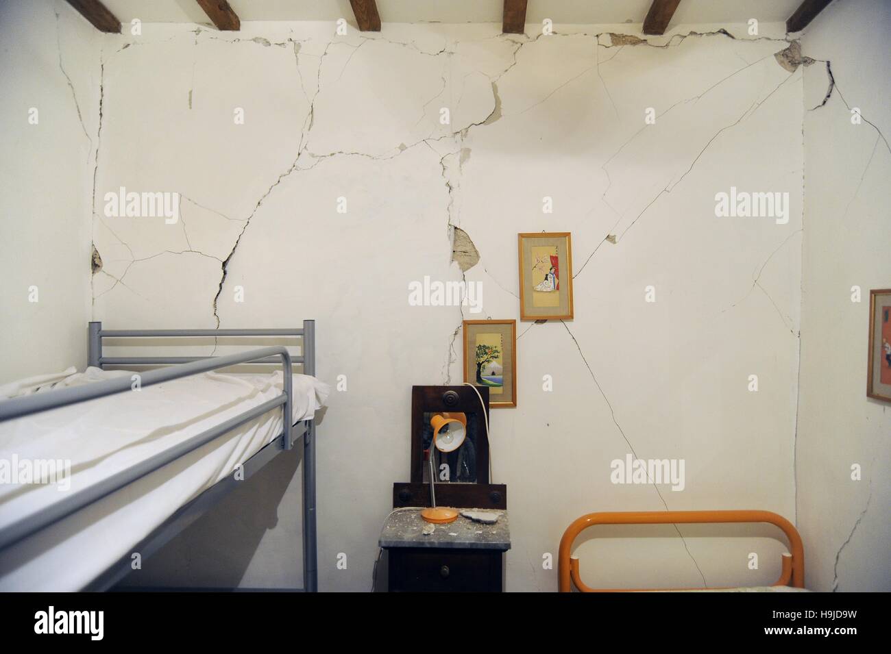 Earthquake in Center Italy, November 2016, home damaged in the village ...