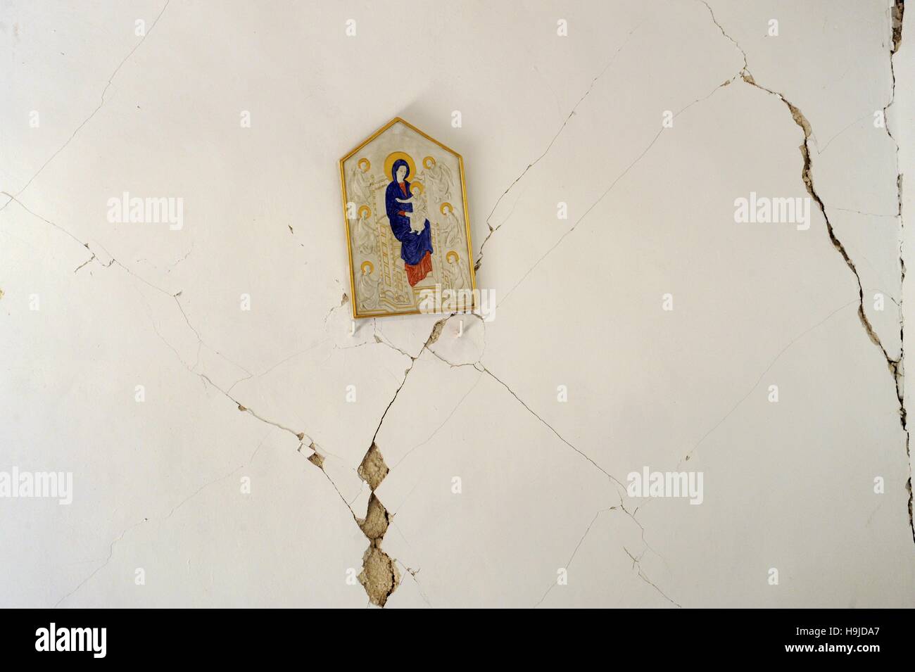 Earthquake in Center Italy, November 2016, home damaged in the village ...