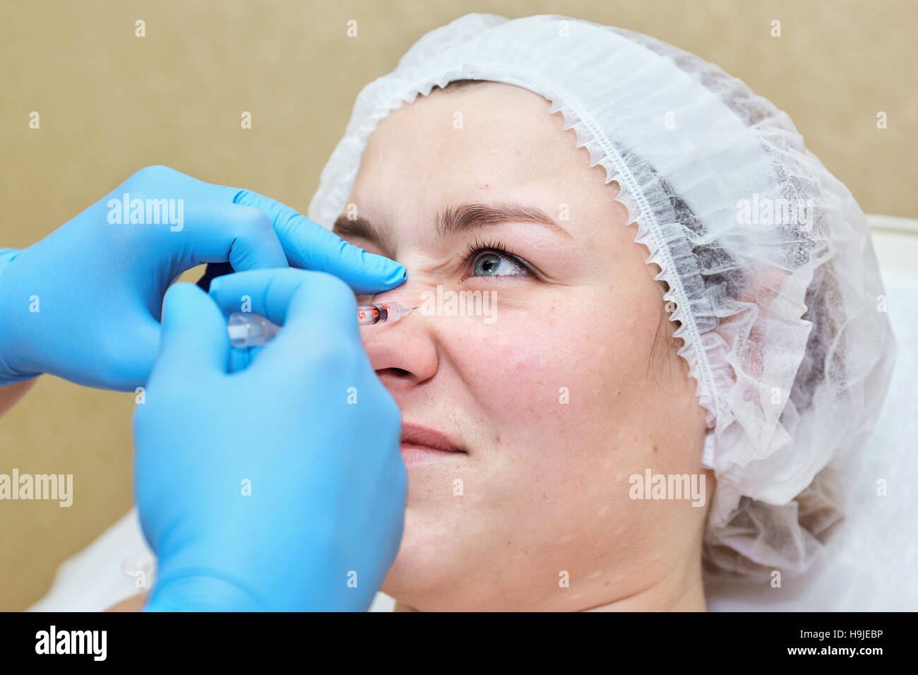 Anti-age injection therapy. Mimic wrinkles reduction Stock Photo