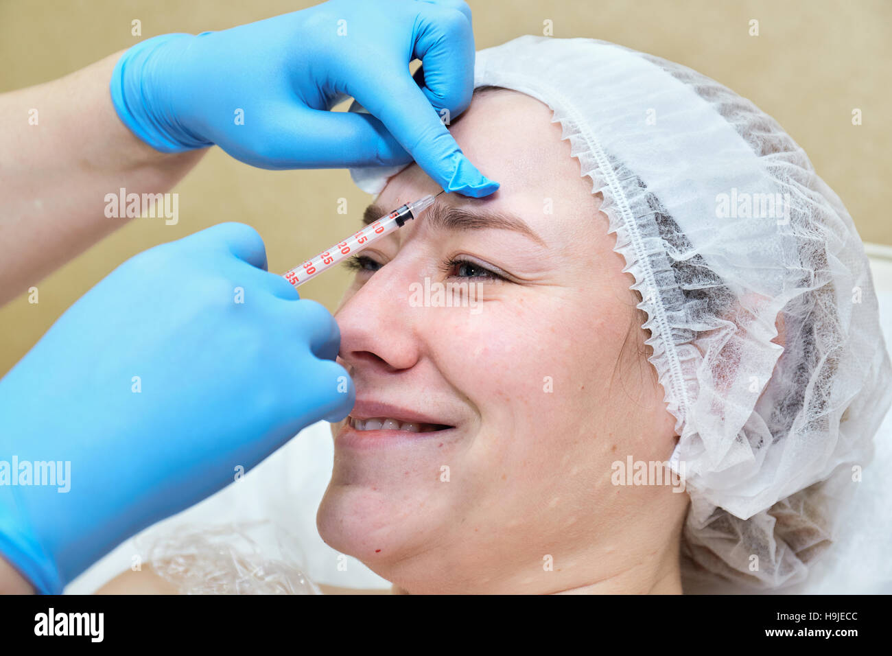 Anti-age injection therapy. Mimic wrinkles reduction Stock Photo