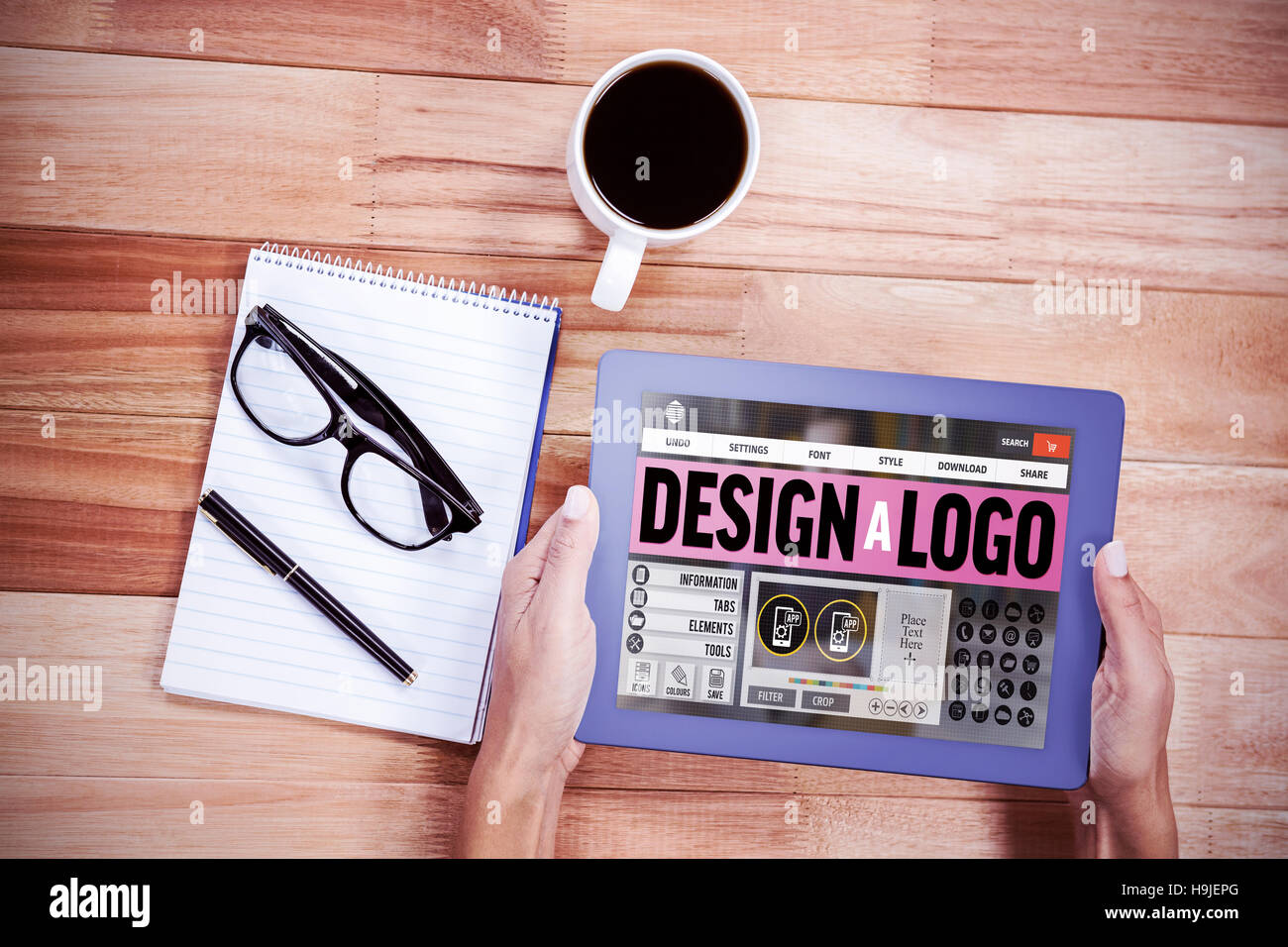 Composite image of webpage for create a logo Stock Photo