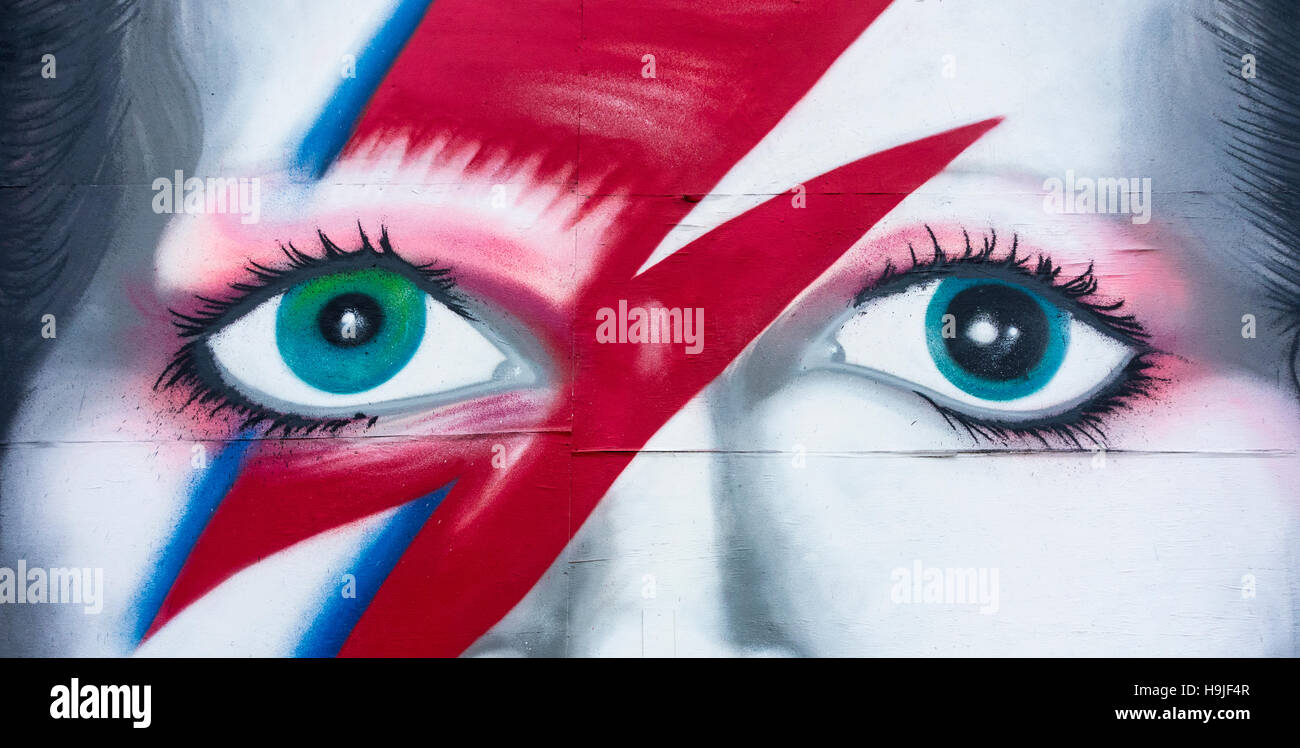 David Bowie Ziggy Stardust graffiti. Stock Photo