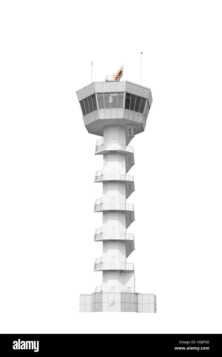 Air traffic control tower isolated on white background with clipping path Stock Photo Alamy