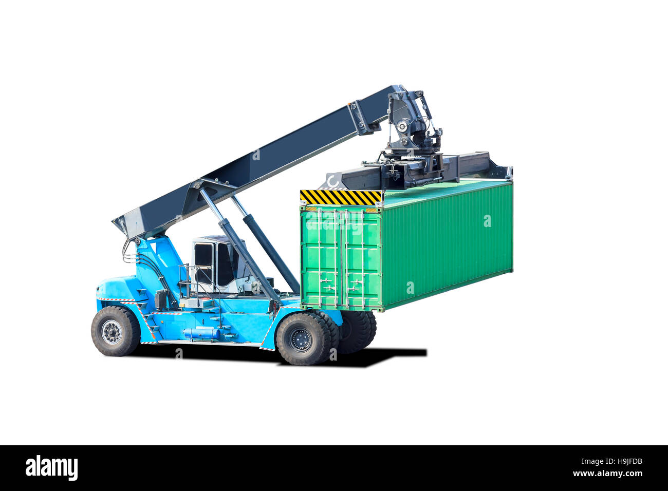 Crane lifts container handler isolated on white background with clipping path Stock Photo