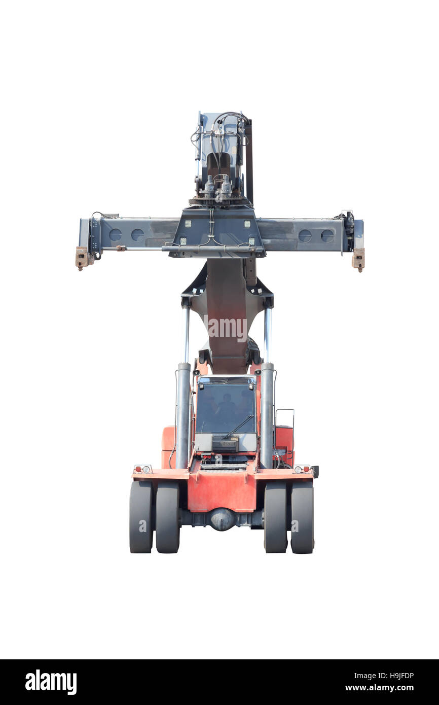 Crane lifts container isolated on white background with clipping path Stock Photo