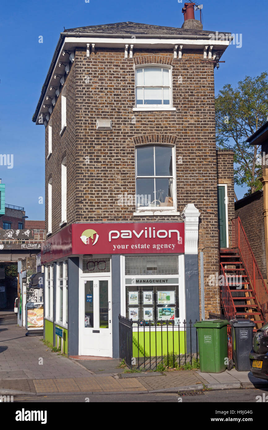 London, Lewisham The 'bijou' premises of an estate agent's in Brockley Stock Photo Alamy