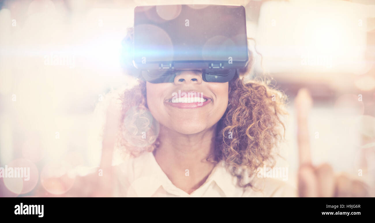 Woman wearing virtual reality glass Stock Photo Alamy
