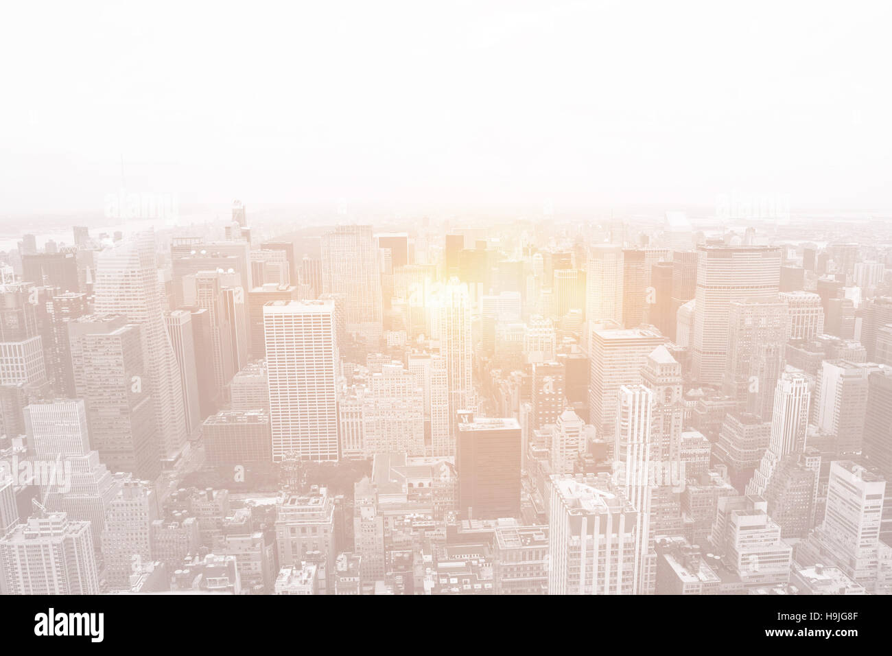 Manhattan skyline with bright light Stock Photo