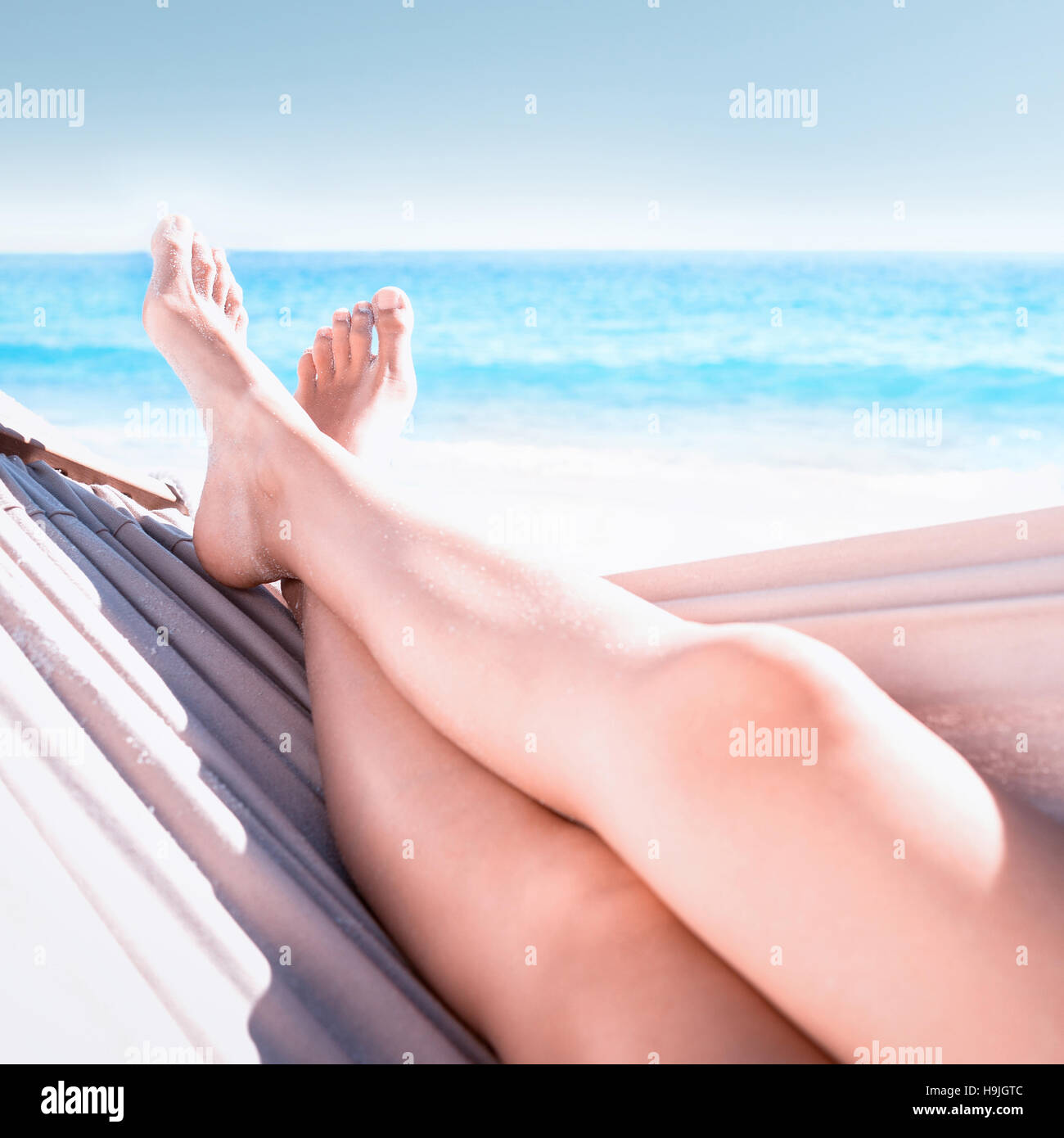 Woman relaxing in the hammock Stock Photo - Alamy