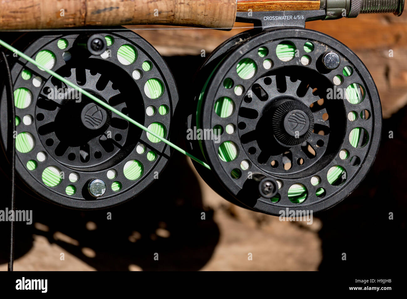 WY01184-00...WYOMING - Fishing reels at the CN Ranch near Dubois Wyoming. Stock Photo