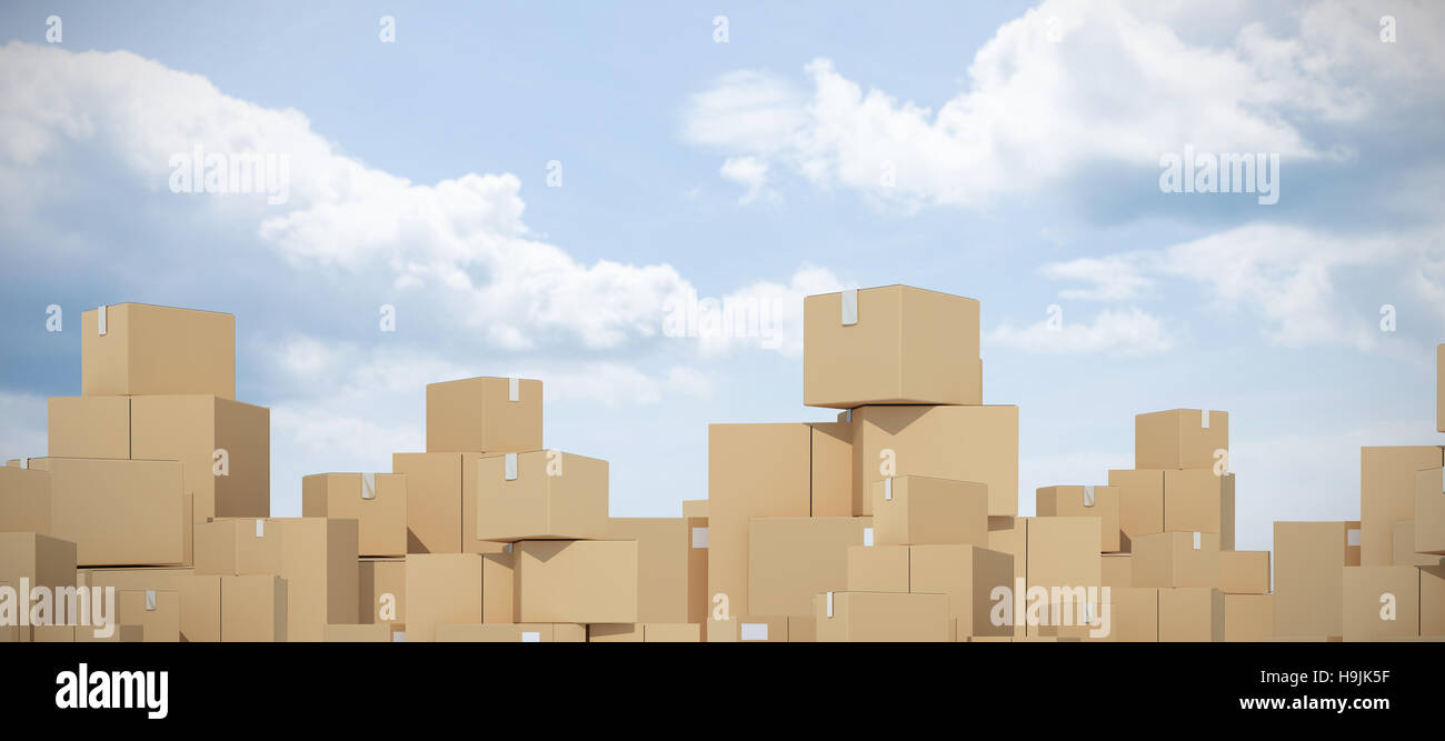 Composite image of stack of cardboard containers Stock Photo - Alamy