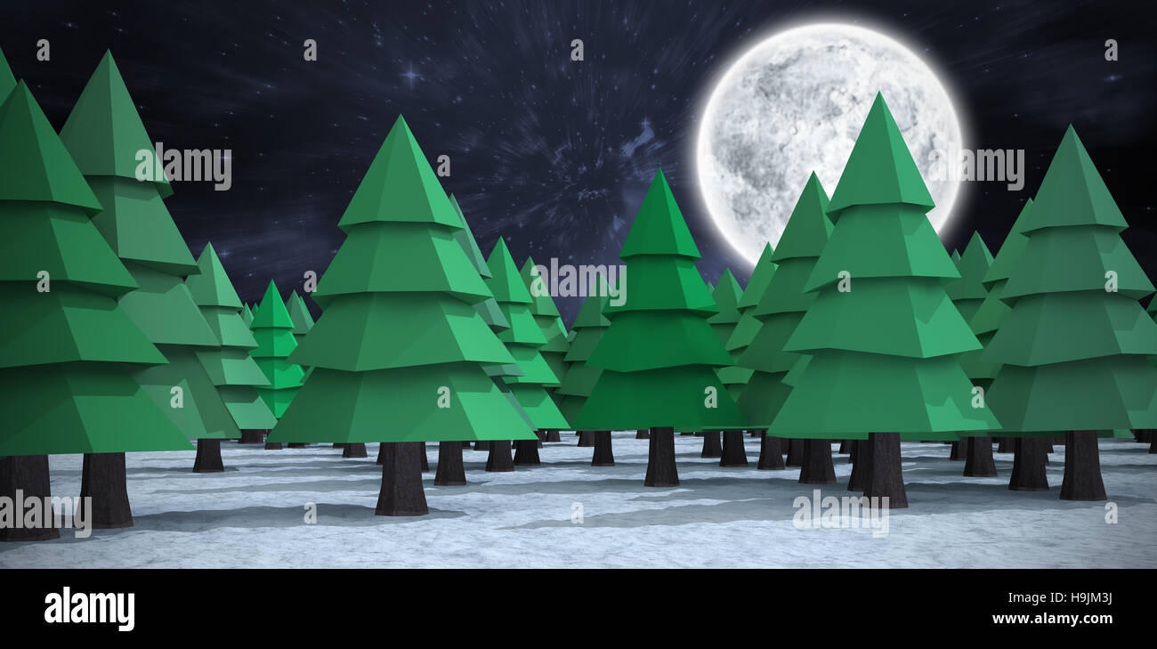 Composite image of green christmas trees Stock Photo