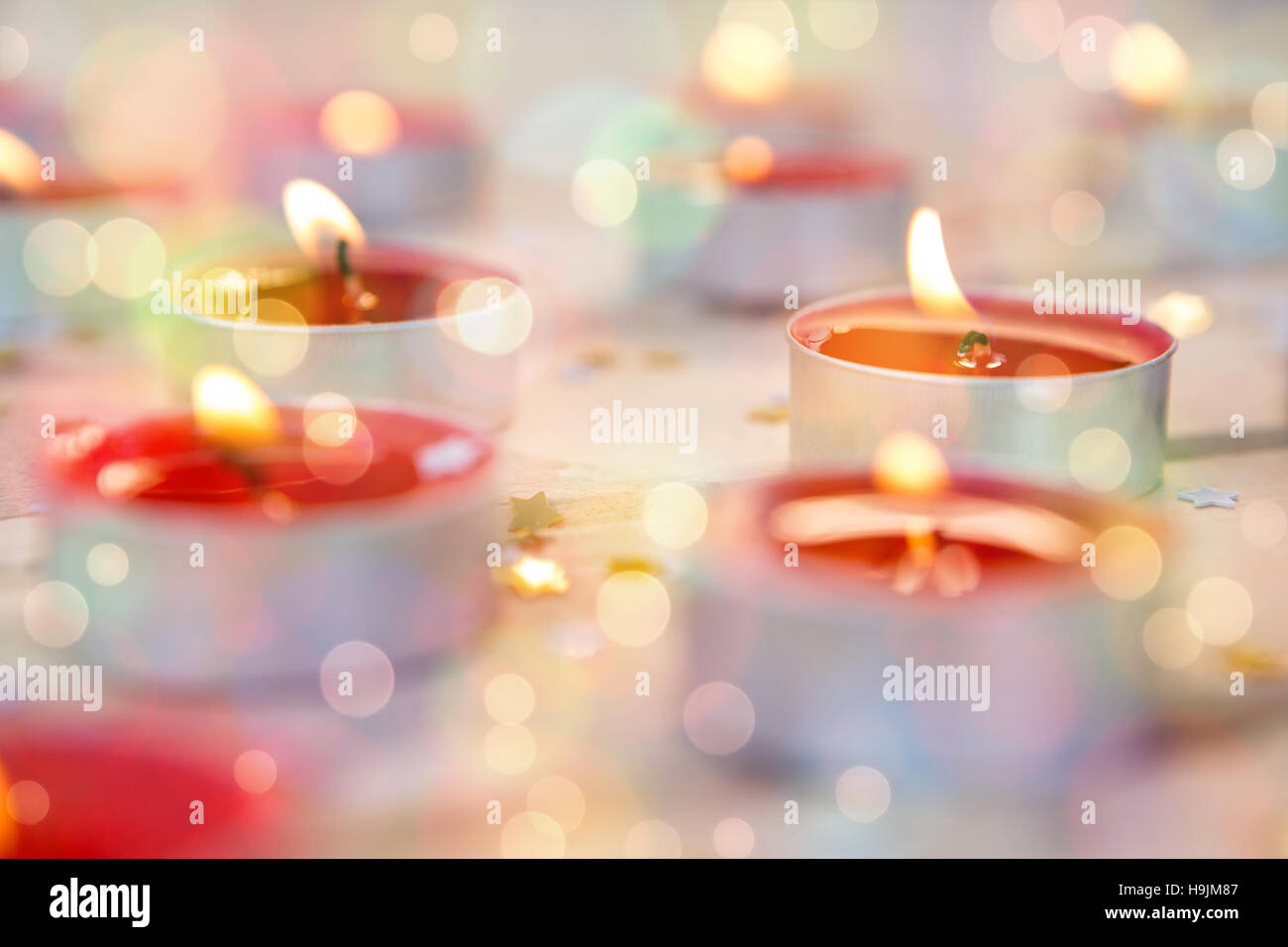 Close-up of candles burning Stock Photo