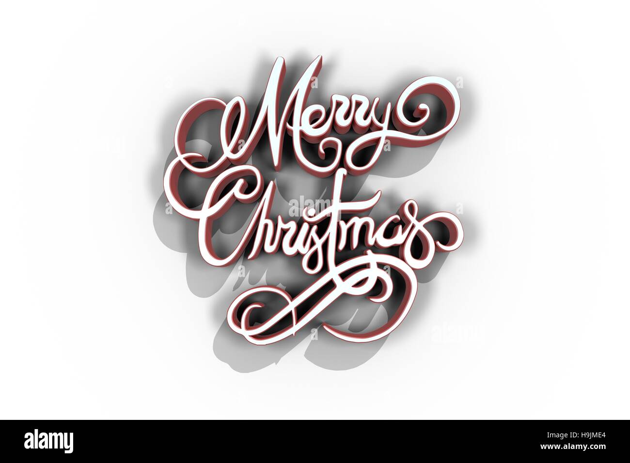 Three dimensional of Merry Christmas text in red and white color Stock Photo
