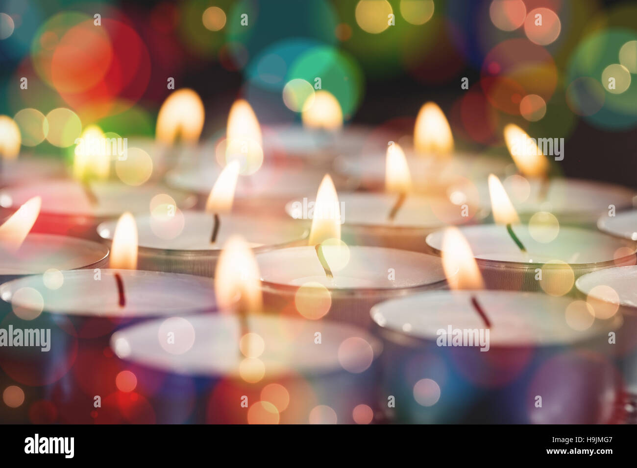 Candles burning during christmas Stock Photo
