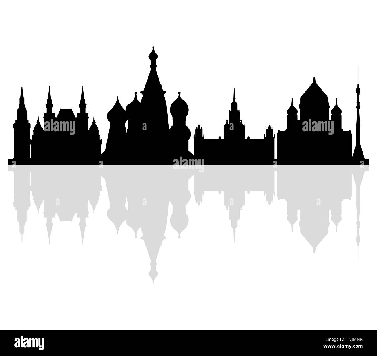 Moscow city silhouette skyline illustration Black and White Stock ...
