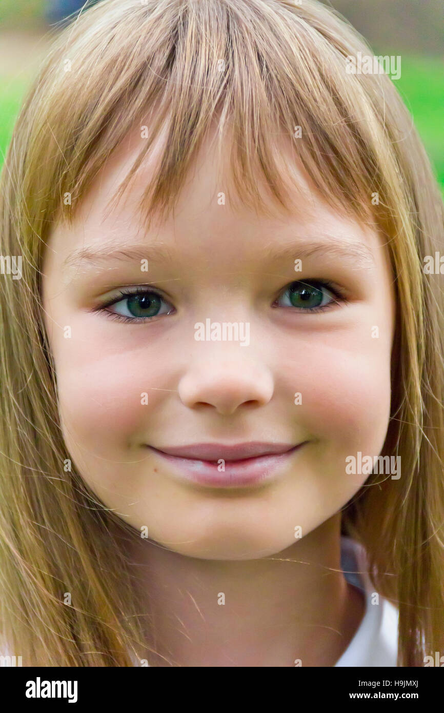 Photo of cute girl with long hair Stock Photo - Alamy