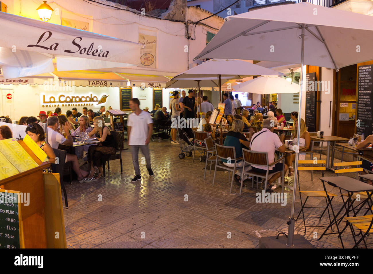 Spain, Balearic Islands, Ibiza, Eivissa, restaurant Stock Photo