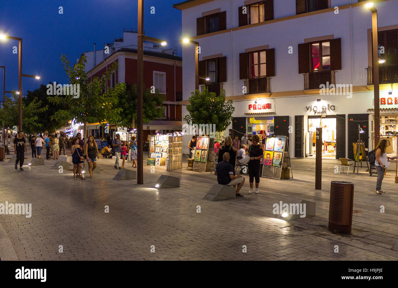 Spain, Balearic Islands, Ibiza, Eivissa, the promenade Stock Photo