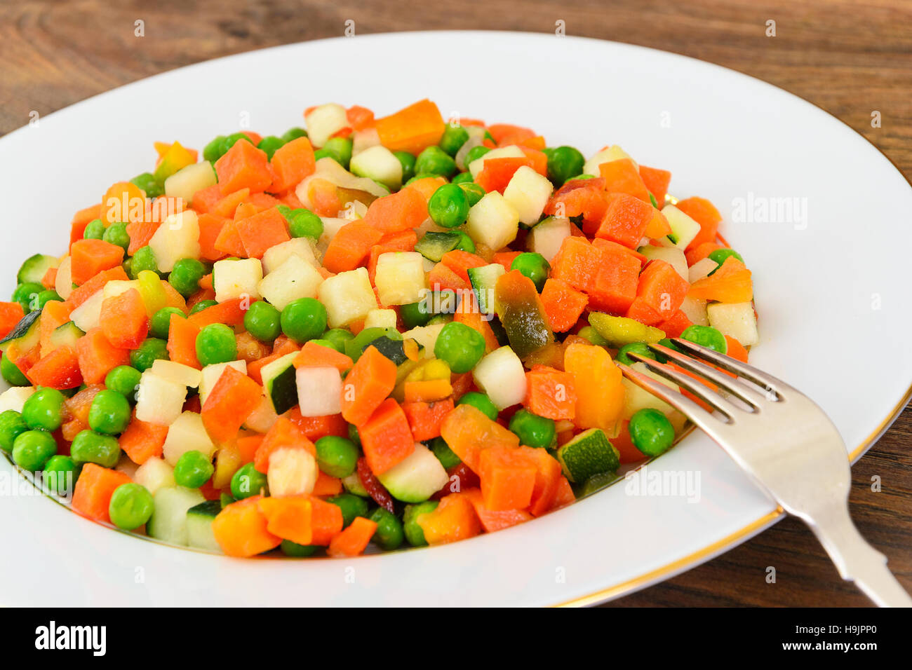 Juicy Vegetable Stew. Paprika, Peas, Carrots. Diet Food Stock Photo Alamy