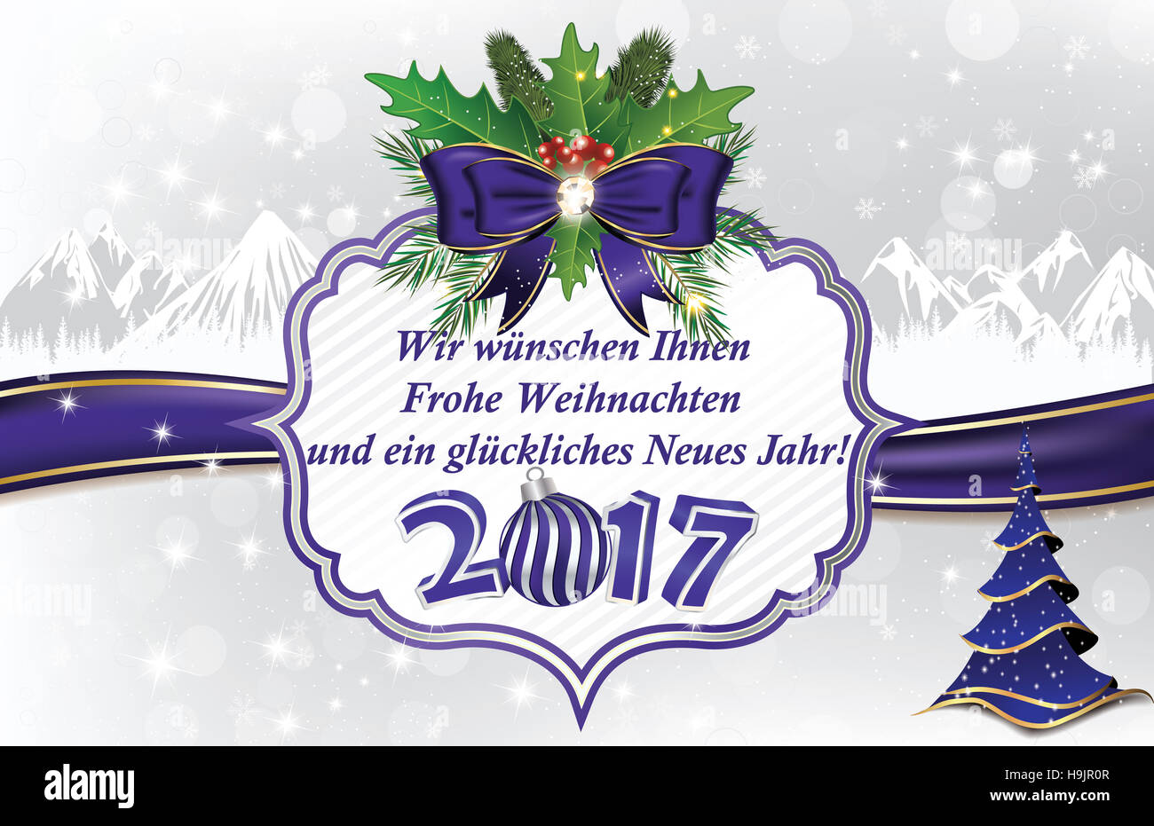 Geschäftliche Weihnachtsgrüße. Druckfarben verwendet. Benutzerdefiniertes Format Stock Photo