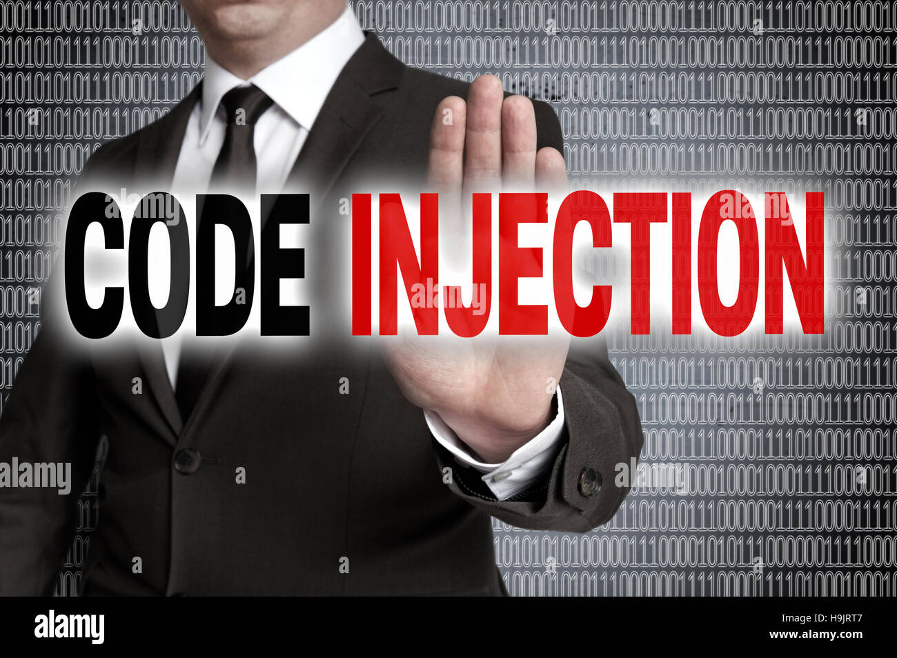 Code injection with matrix is shown by businessman Stock Photo Alamy
