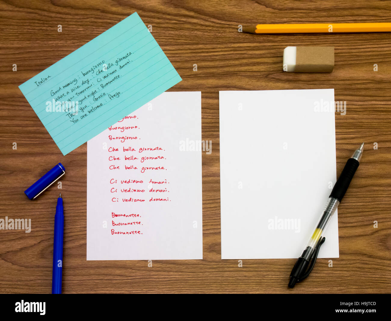 Italian; Learning New Language Writing Words on the Notebook Stock Photo Alamy