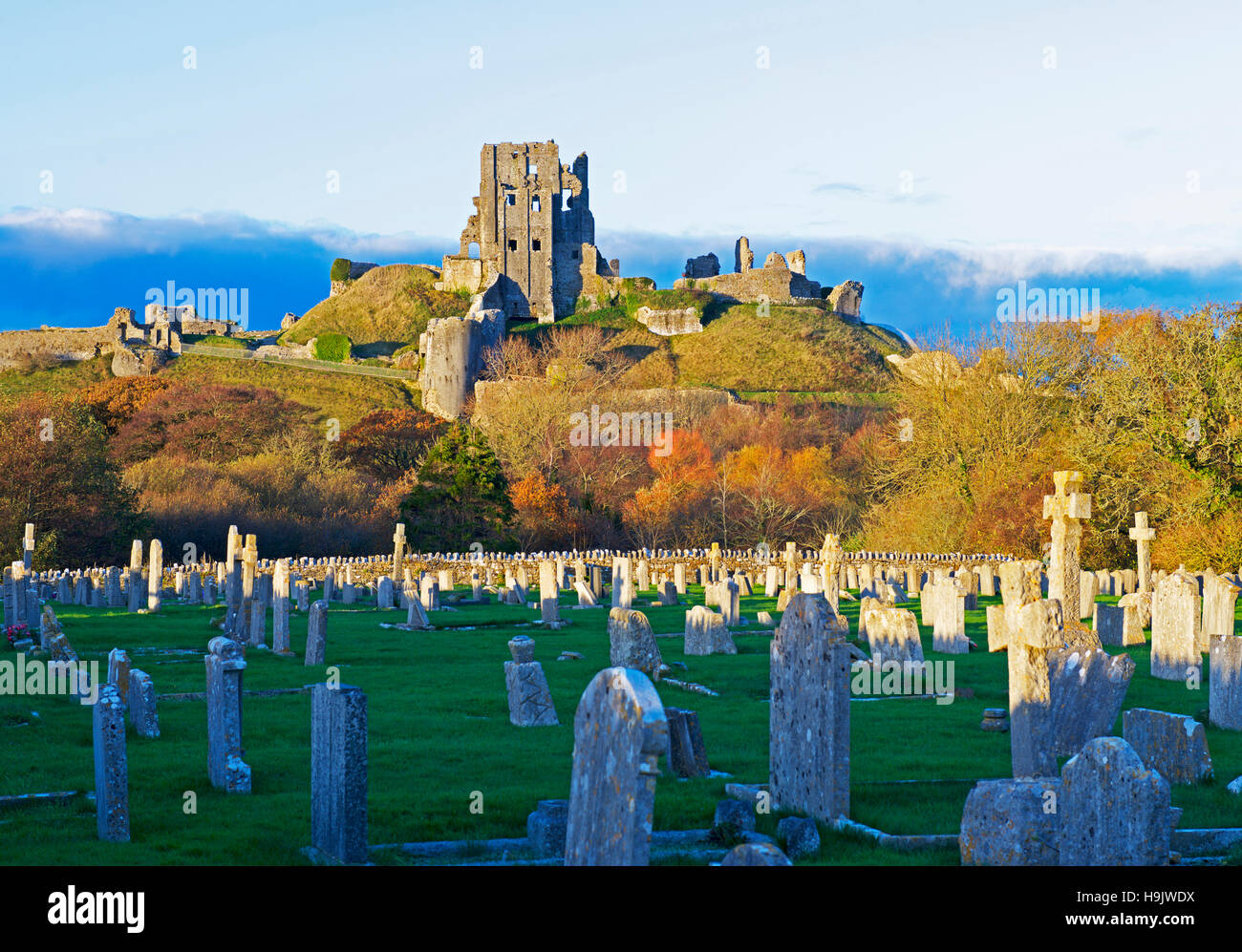 corfe-castle-isle-of-purbeck-dorset-england-uk-stock-photo-alamy