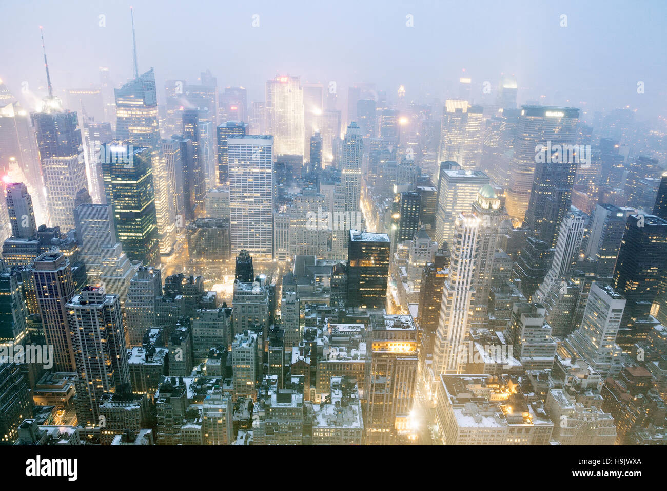 USA, New York, New York City in winter seen from Empire State Building