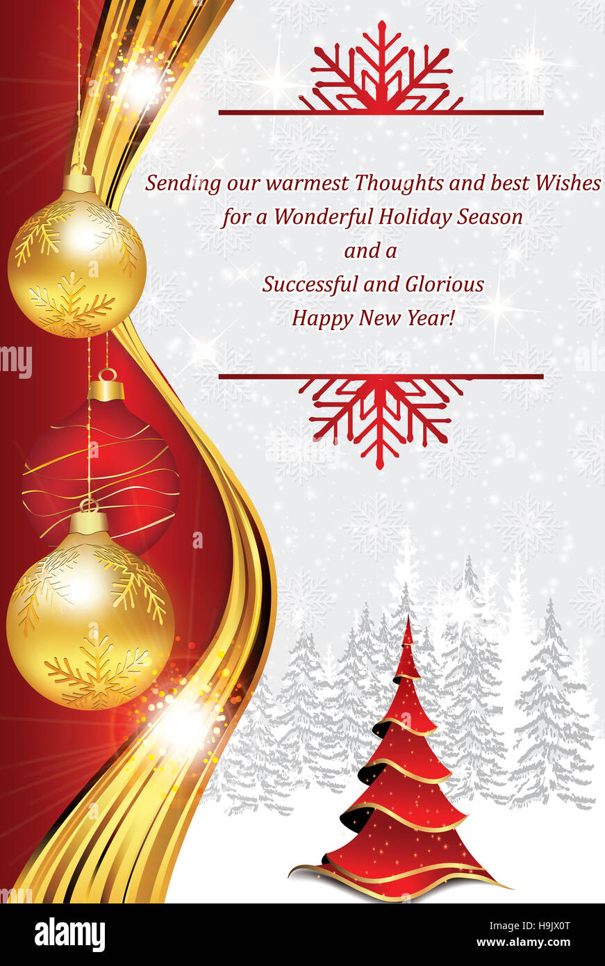 Business Greeting Card For Christmas And New Year Contains A Thank You 
