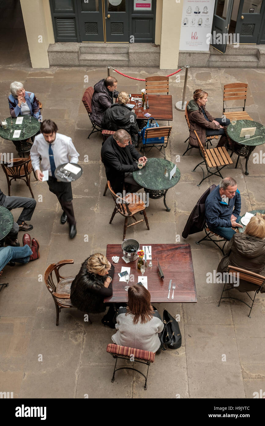 overhead view of people dining out,,London,UK Stock Photo