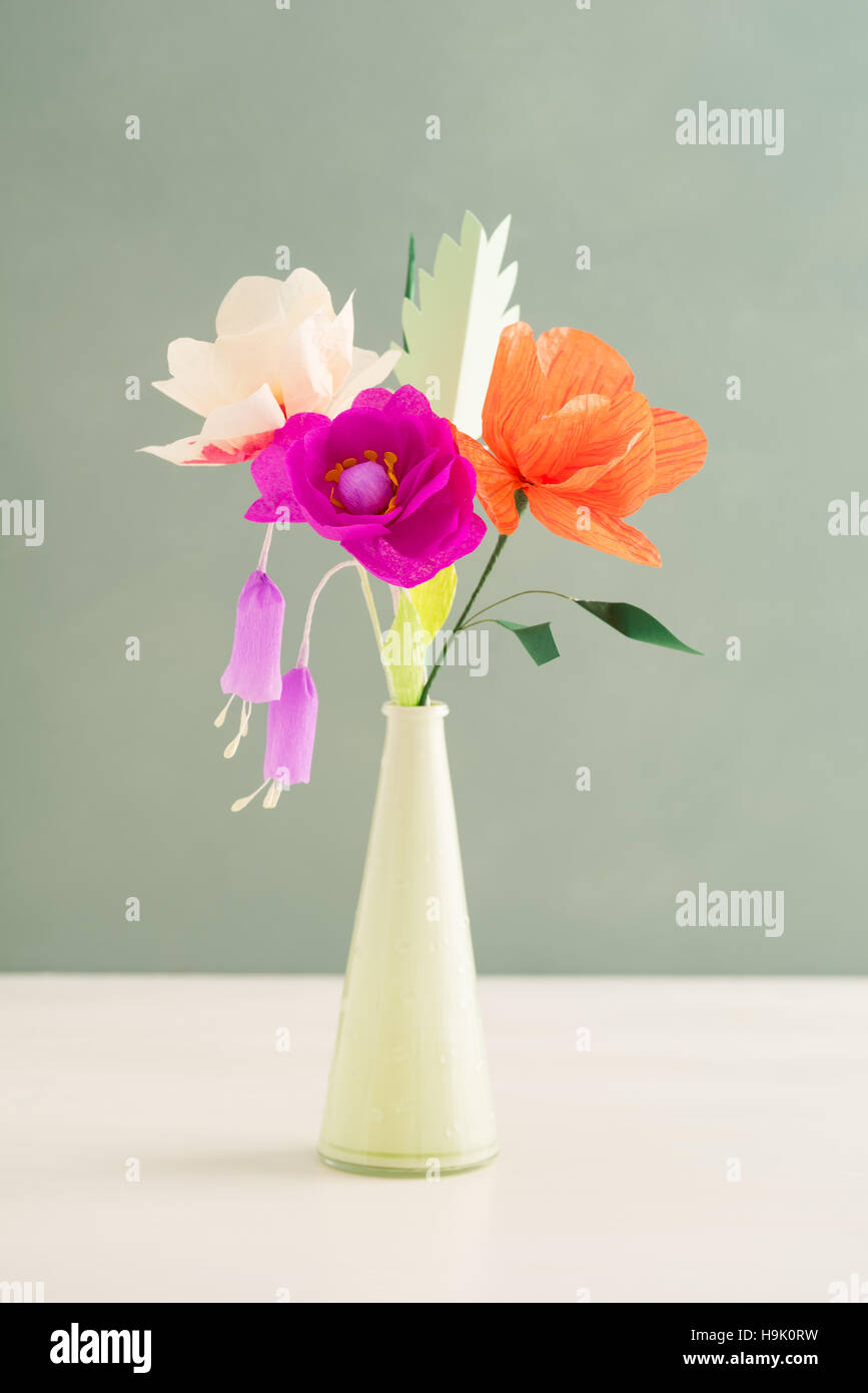 Crepe paper flower bouquet Stock Photo - Alamy