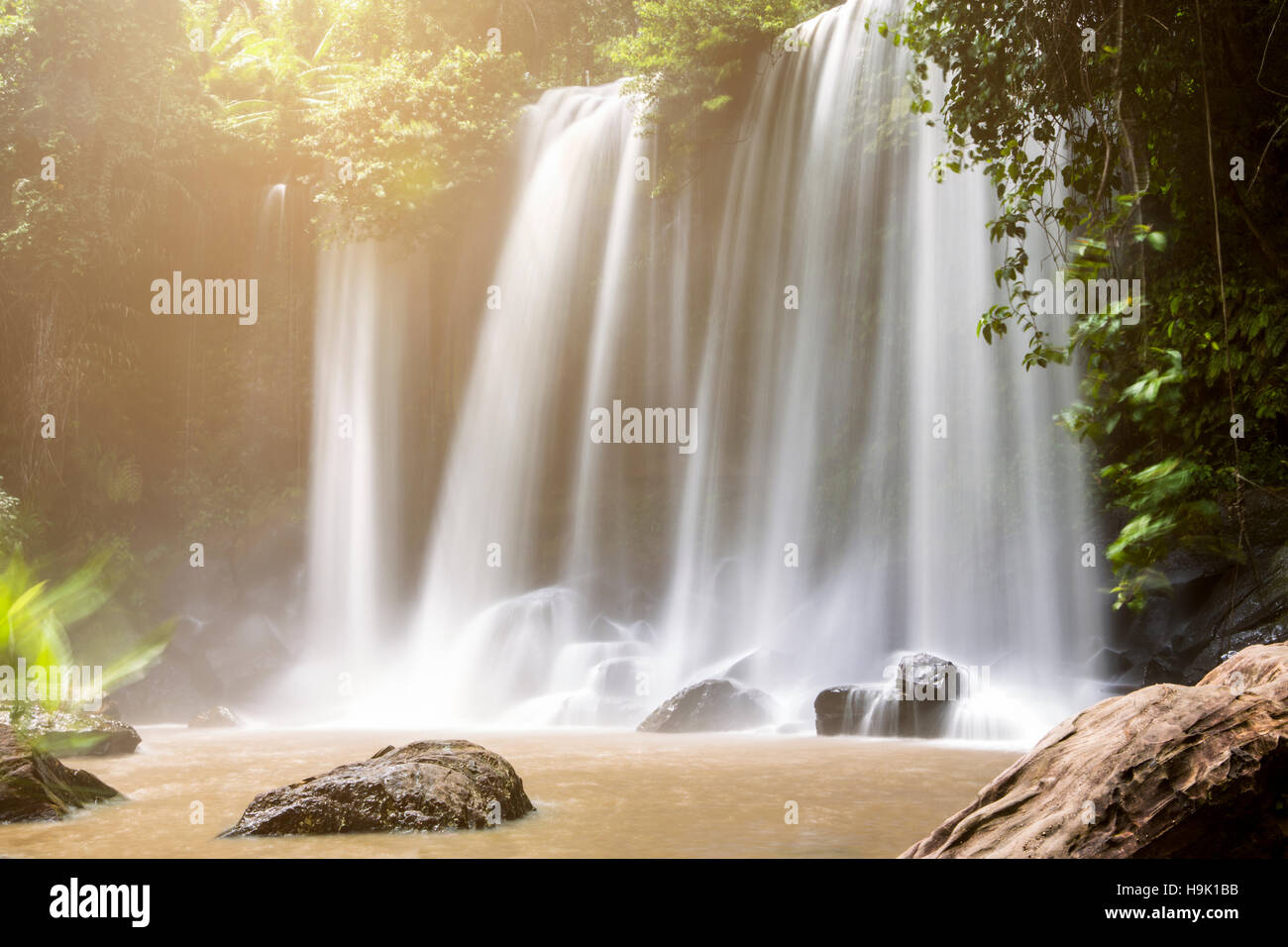 Cambodia, Nationalpark Phnom Kulen, view to waterfalls Stock Photo